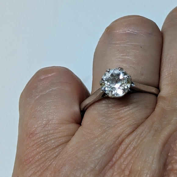 Vintage 40s 50s Signed Uncus Size 9 Sterling Silver 1 CT CZ Engagement Ring - Picture 4 of 9